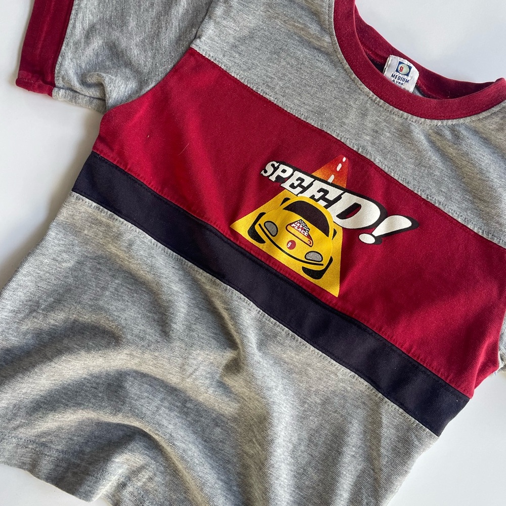 Kids Vintage Y2K Speed Car Colorblock T-Shirt